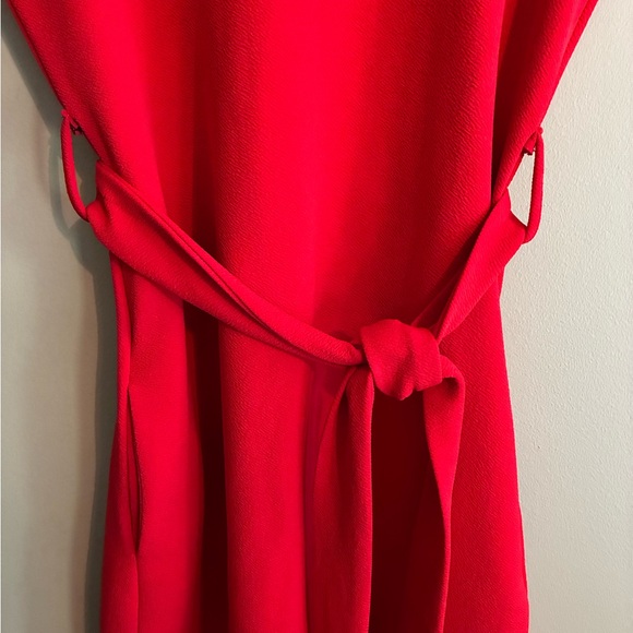 Red Sheath Midi Dress with Dolman Sleeves - Picture 2 of 7